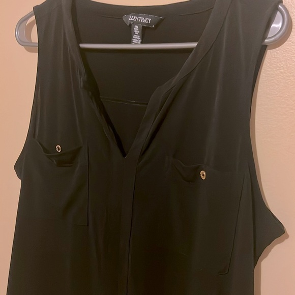 L Ellen Tracy Women Summer TankTops V Neck Sleeveless Shirt Loose Fit Casual Top - Picture 8 of 14